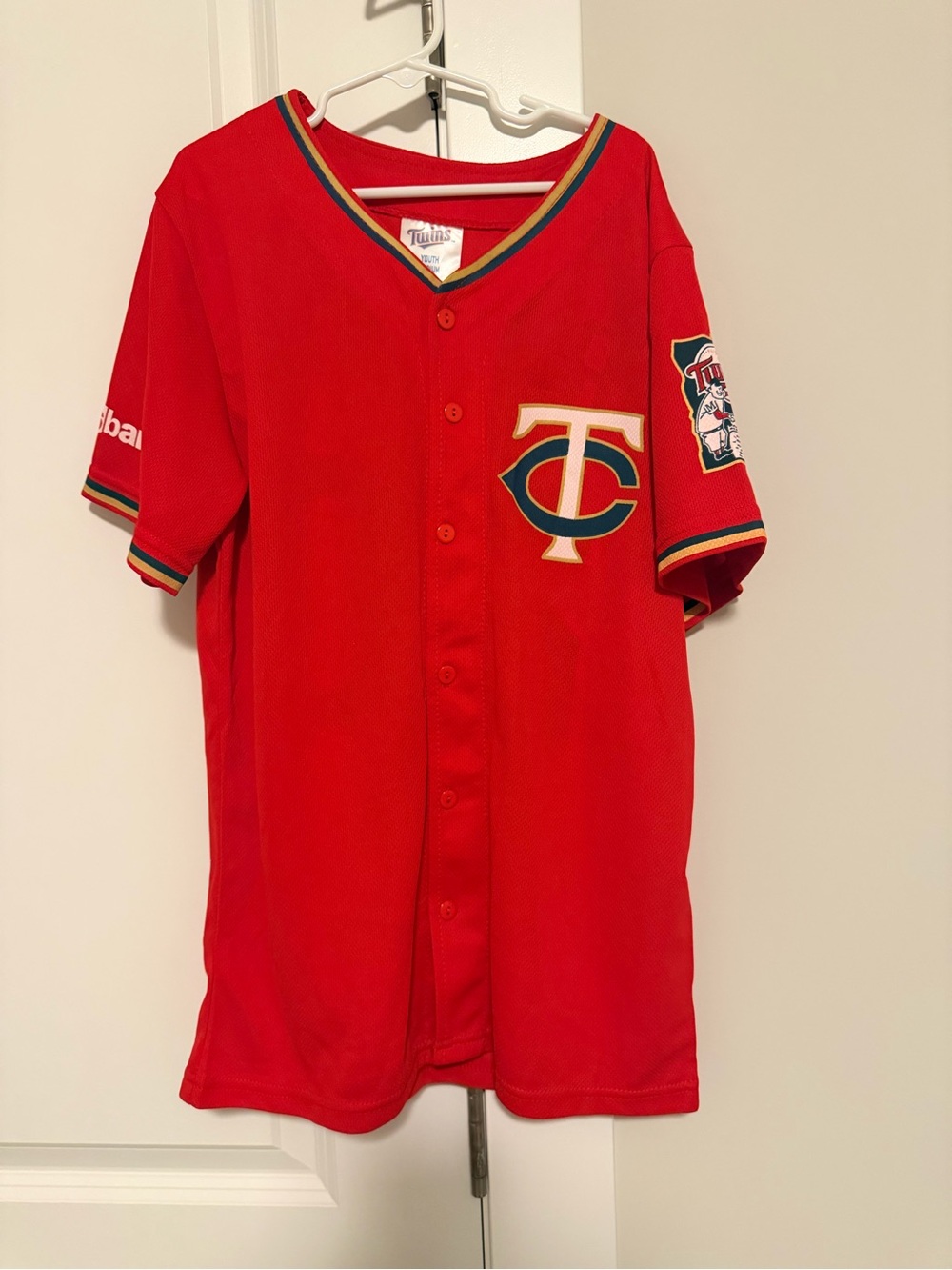 Kids Red Team Baseball Jersey with Contrast Trim